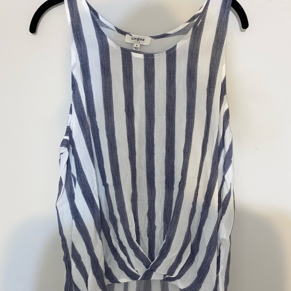 Blue and white striped tank top
